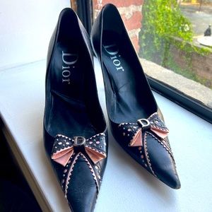 Black & Pink Dior Pumps with Bows